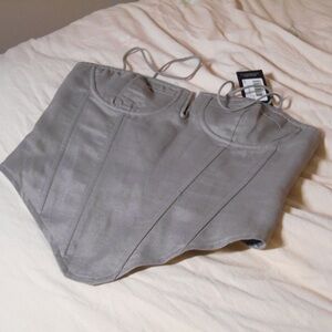 Lioness Linen Grey Del Gato Corset Top Size S Brand New